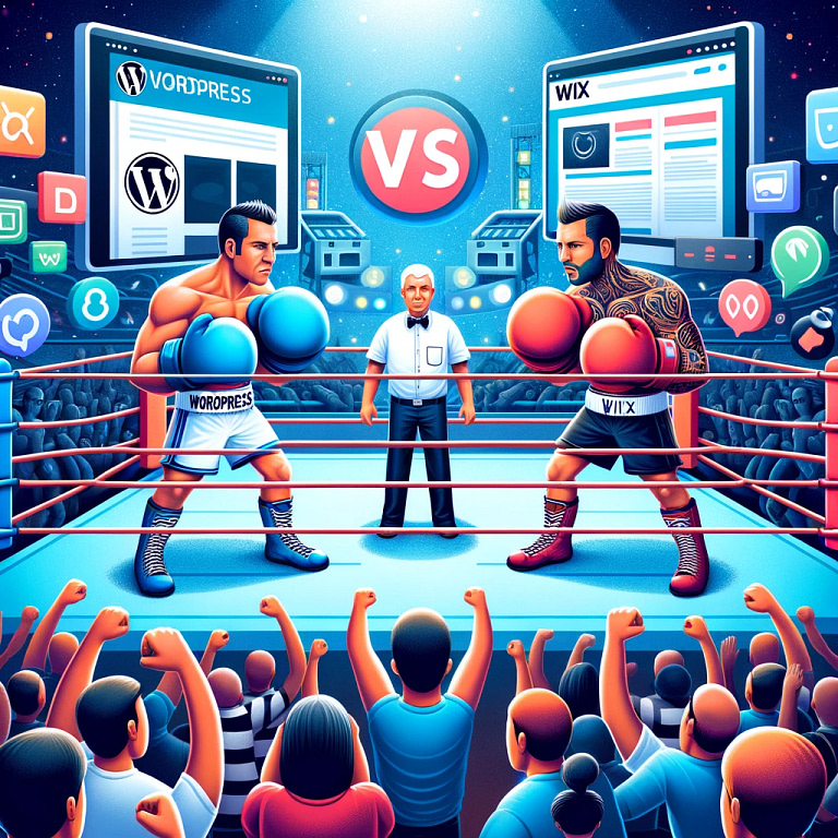 Illustration of Wix vs Wordpress